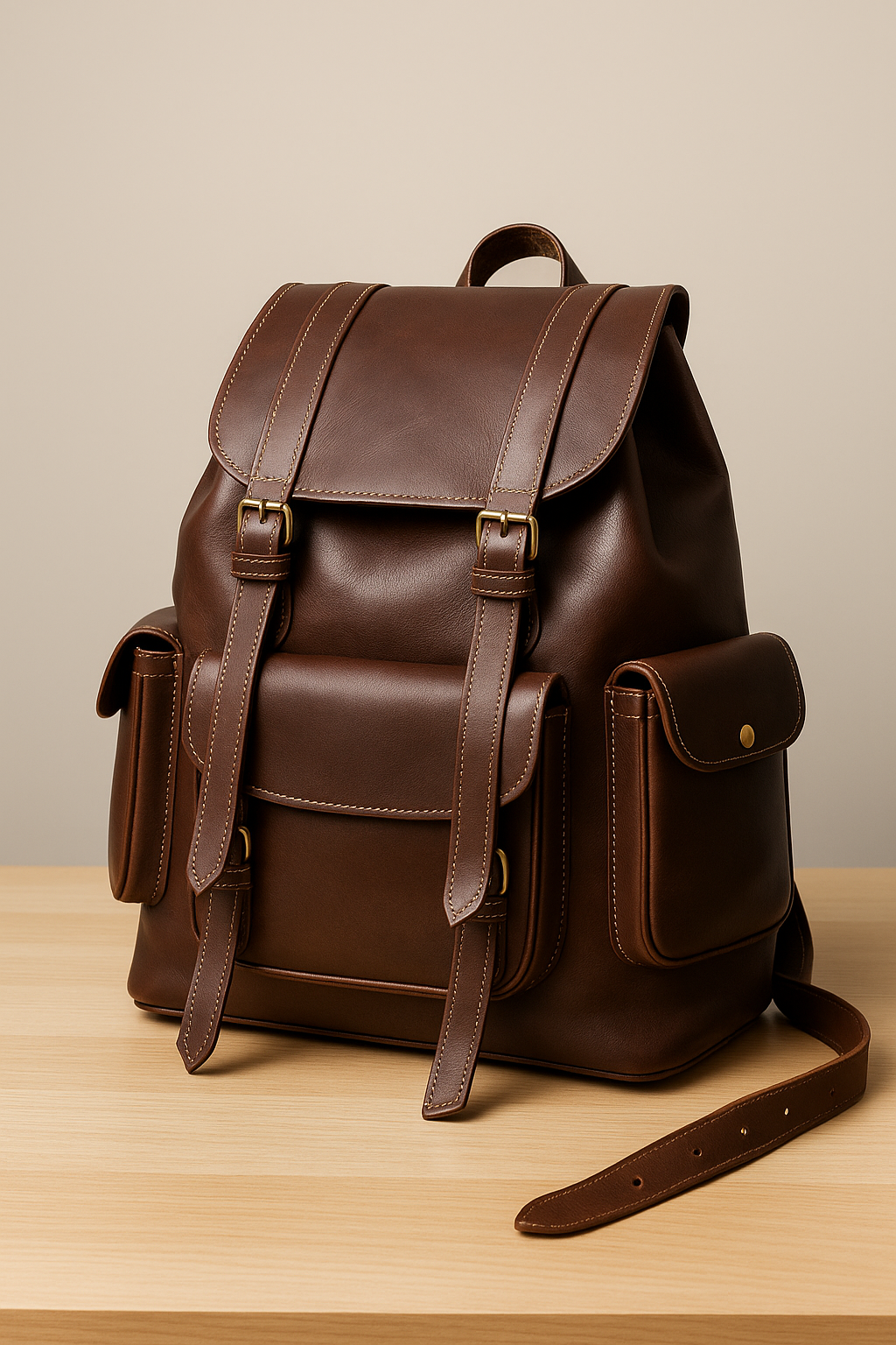 Sac à dos en cuir véritable - Style vintage et pratique