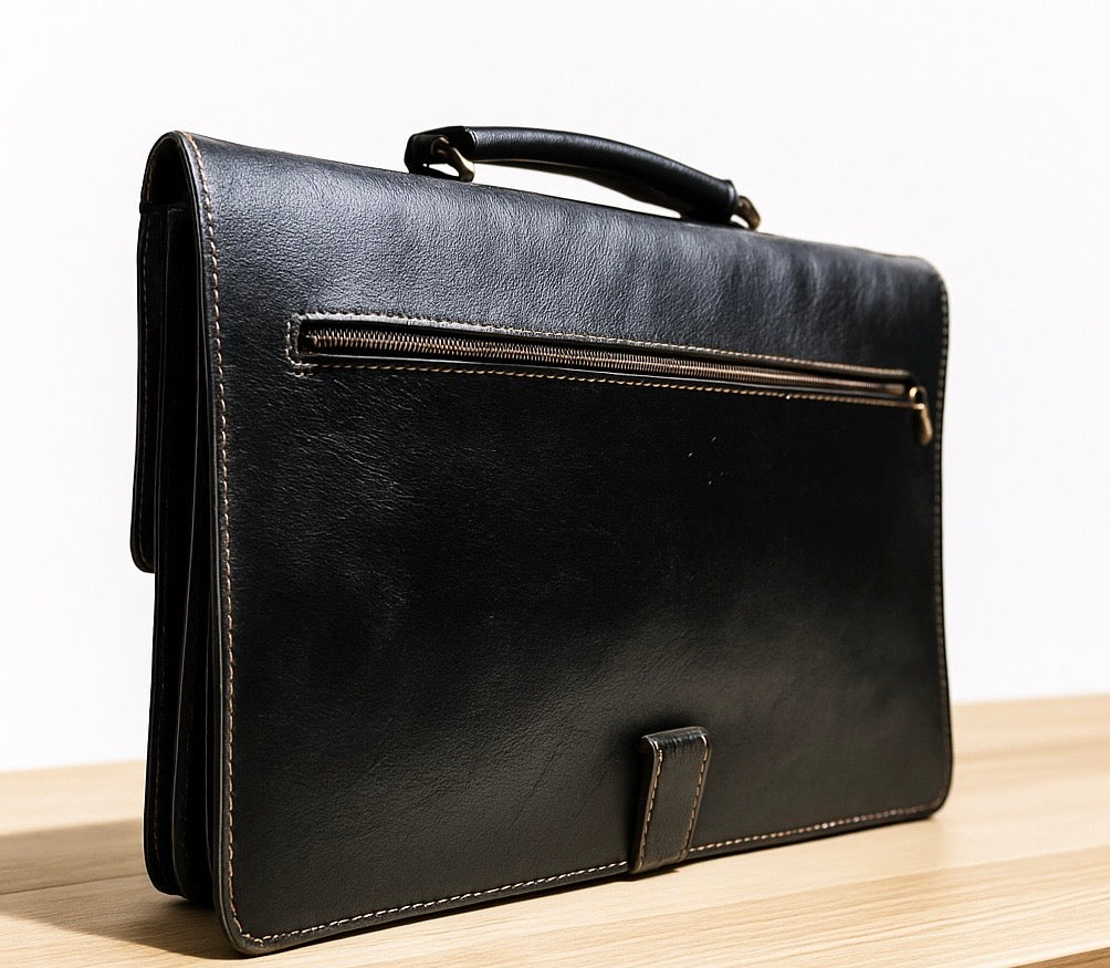 Mallette en cuir élégant pour le travail – Noir